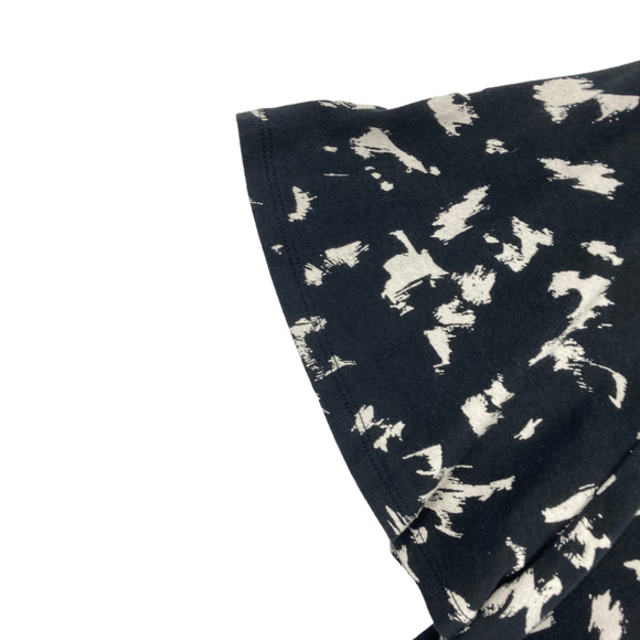 Gap Blouse Top Women Small Black White Geo Print Short Sleeve Round Neck Pleated - Picture 5 of 13